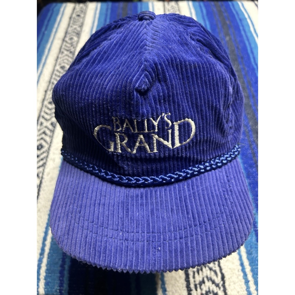 Vintage 80s 90s Bally's Grand Casino Atlantic City Corduroy Rope Hat Strapback